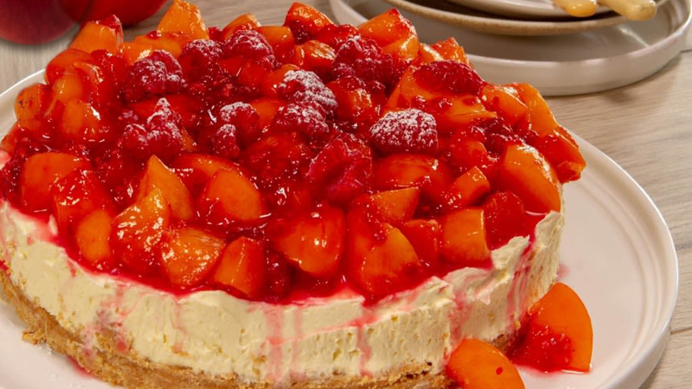 No Bake Peach Melba Cheesecake CSR Sugar